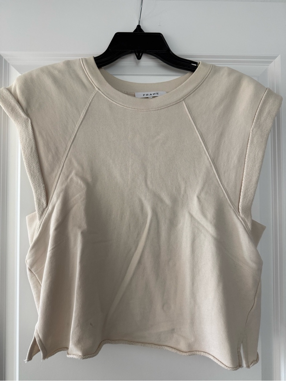 Frame Denim Cream Cap-Sleeve Crewneck Tank